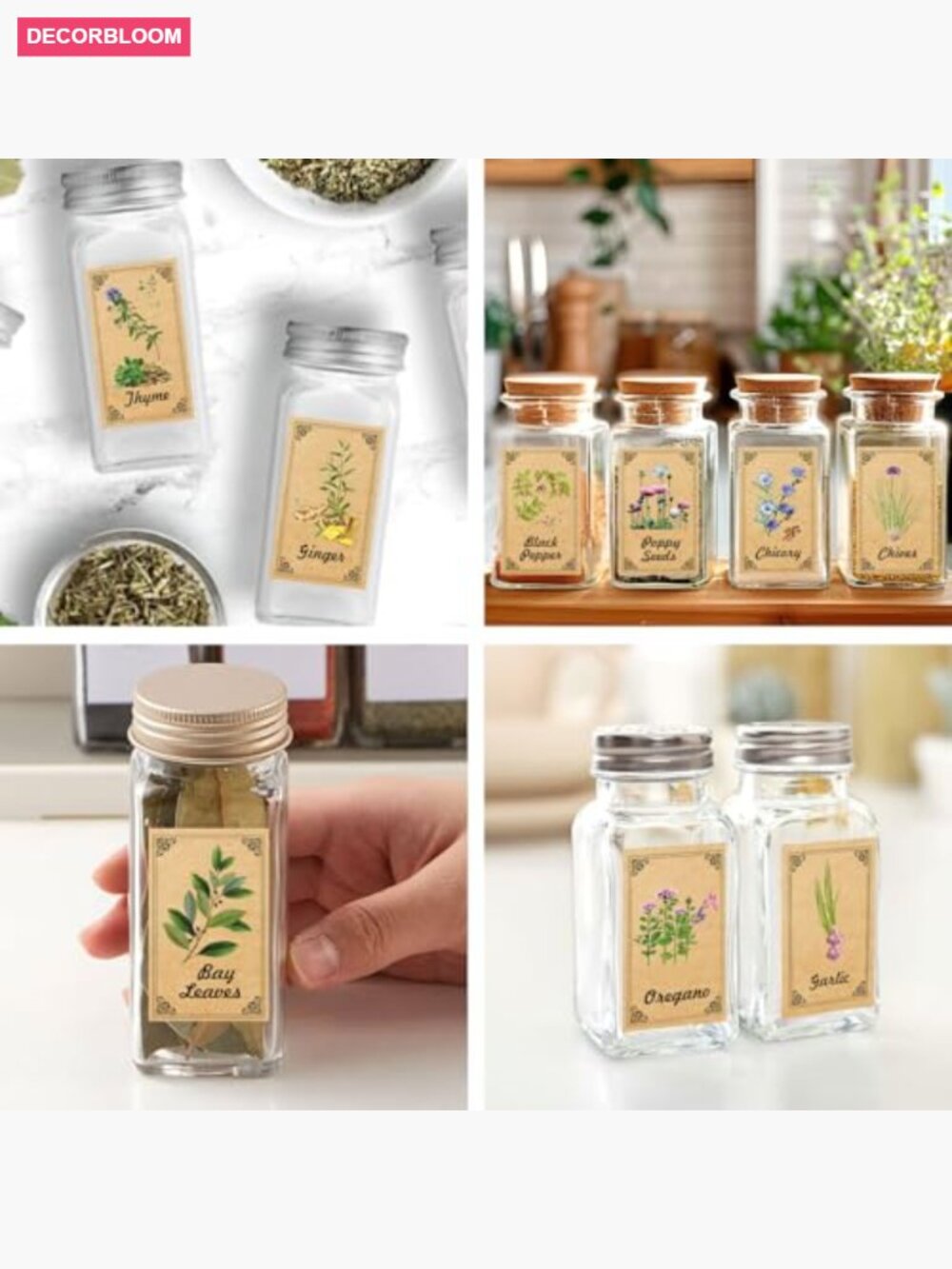 48 Vintage Herb Spice Labels for Jars, Apothecary Stickers, Kitchen Organization - Picture 4 of 7
